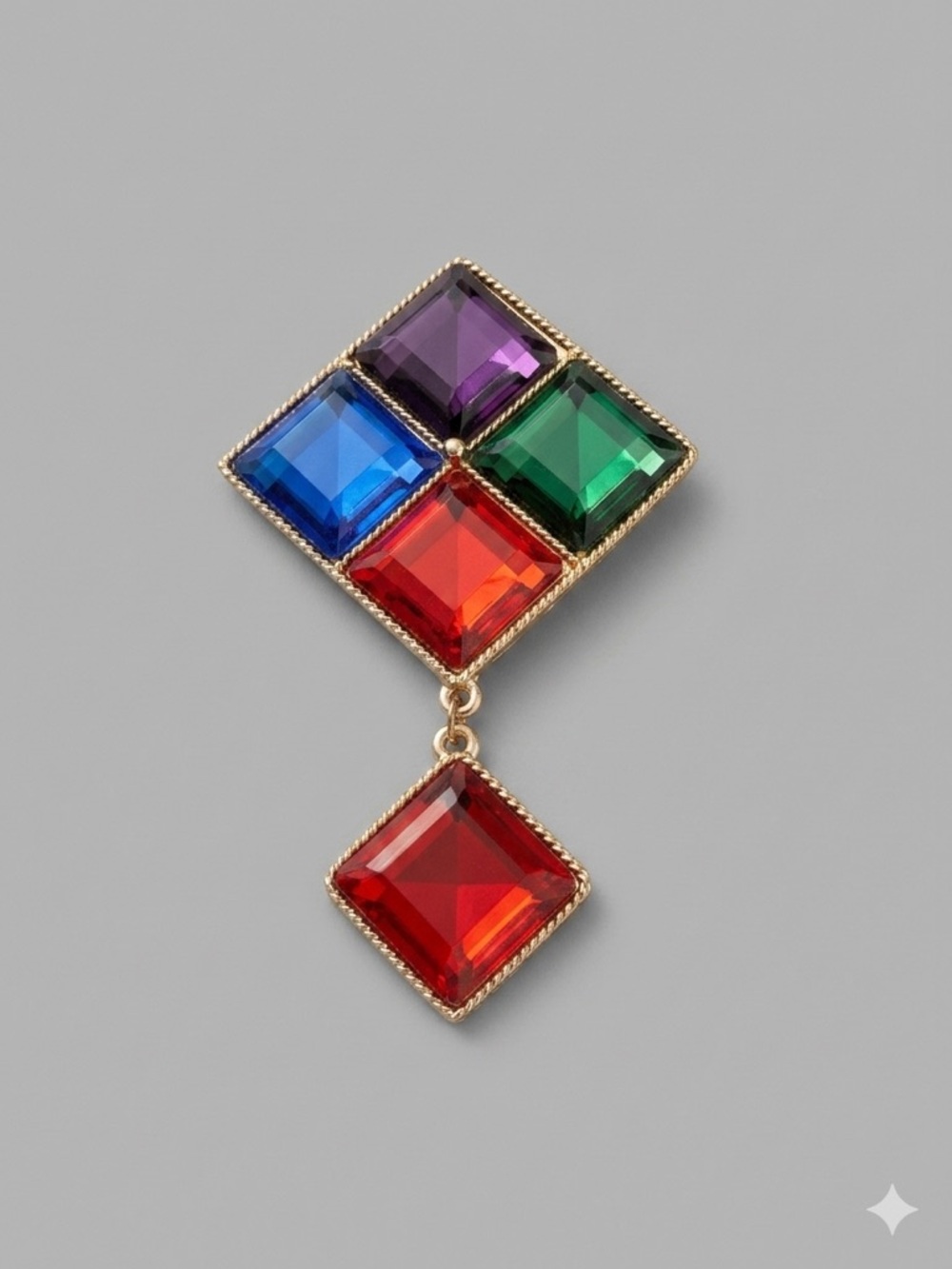 Vintage Multi-Gem Jewel Tone Statement Brooch